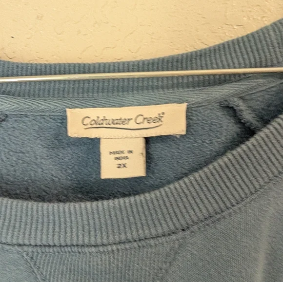 Blue Floral Embroidered Sweatshirt 2X Grannycore Patchwork Indie Boho Hippie - Picture 4 of 11